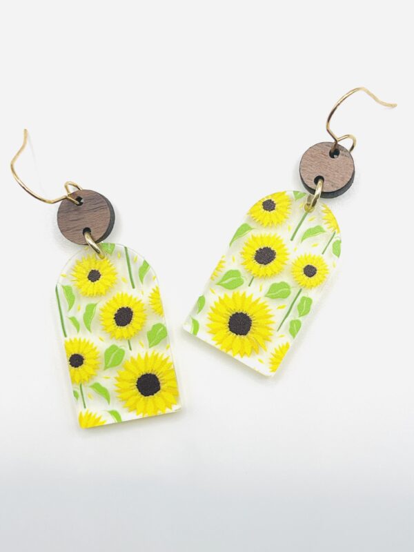 Yellow sunflower earrings - Image 2